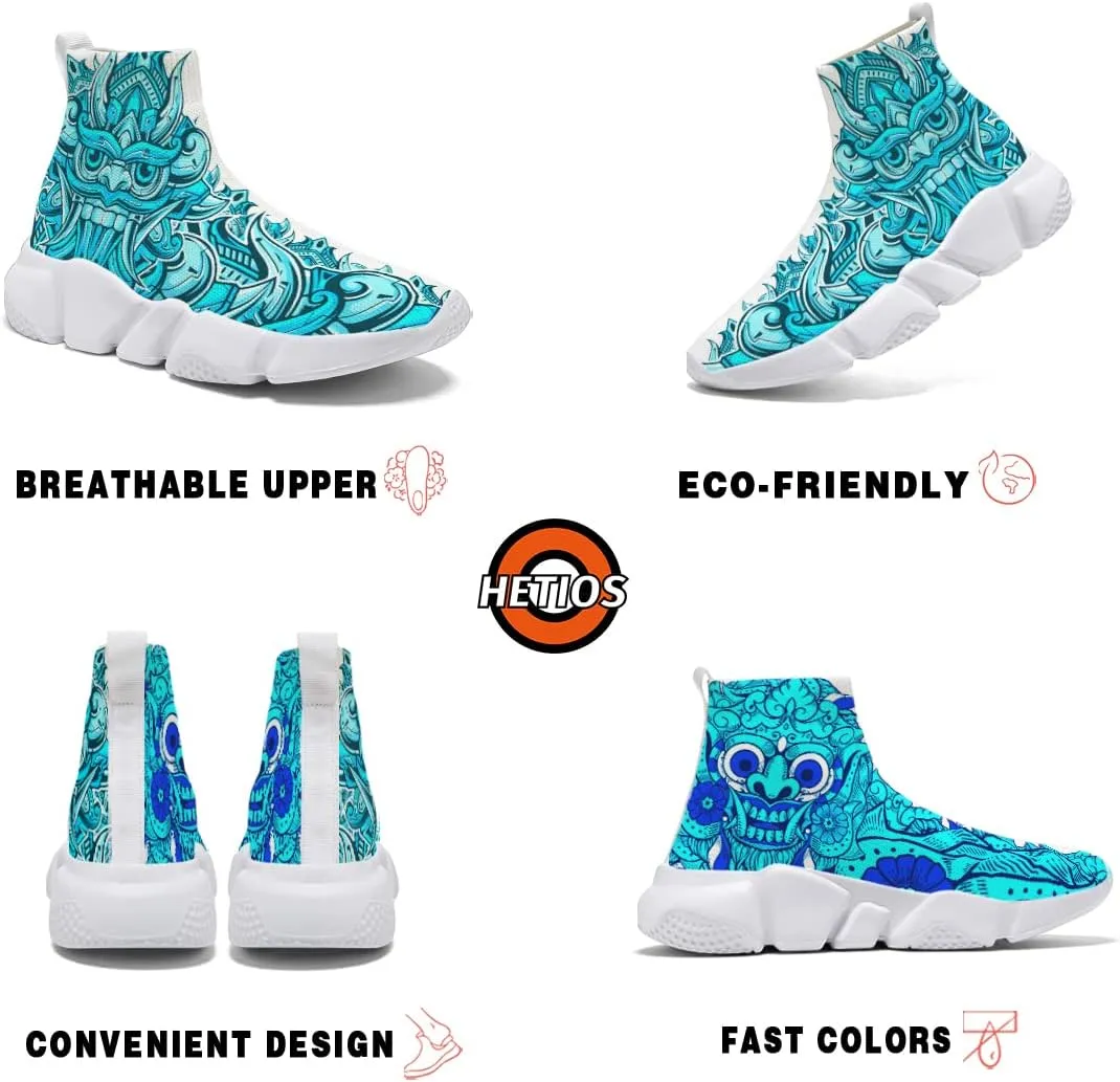 Hetios Mens Walking Shoes Graffiti Sneakers Running Shoes Sock Shoes Lightweight Comfy Breathable Multicolor