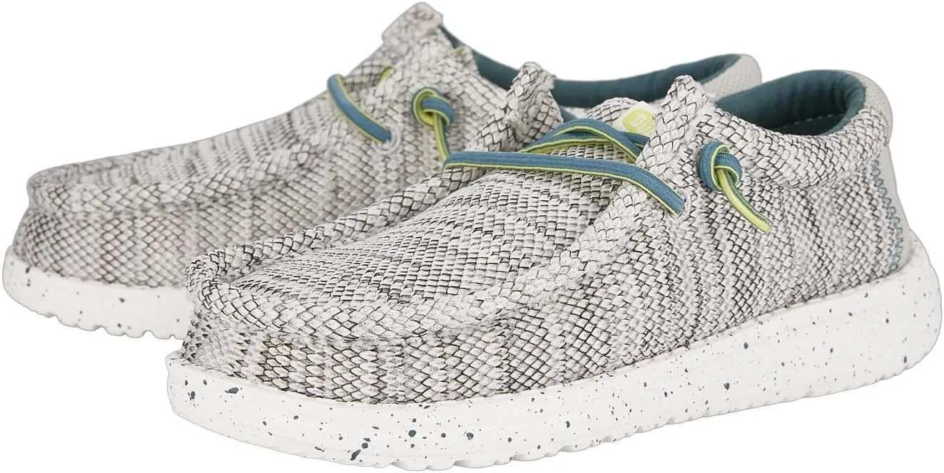 Hey Dude Boy's Wally Heathered Mesh | Youth's Shoes | Youth Slip-on Loafers | Comfortable & Light-Weight