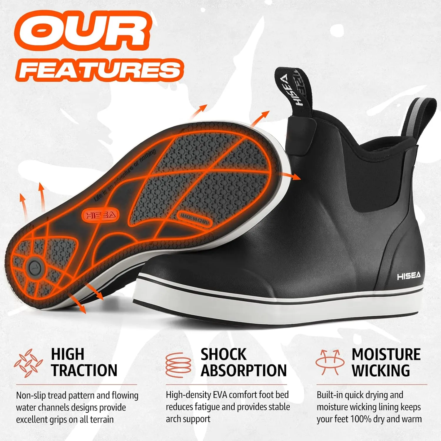 HISEA Women's Ankle Rain Boots, Rubber Fishing Deck Boots, Garden Boots for Women Waterproof