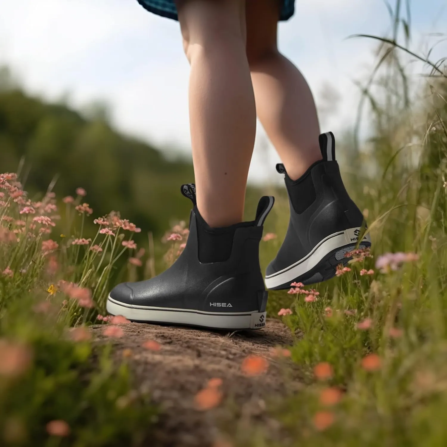 HISEA Women's Ankle Rain Boots, Rubber Fishing Deck Boots, Garden Boots for Women Waterproof