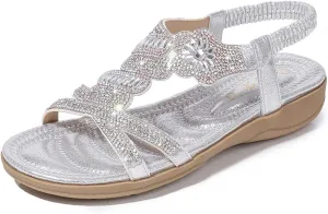 HNGHOU Women's Summer Sandals Casual Comfortable Beach Bohemian Flat Sandal Shoes