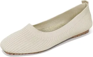 Husmeu Women's Casual Flats for Women Mesh Comfortable Slip on Dressy Flats Shoes Square Toe Classic Cute Ballet Flats Shoes