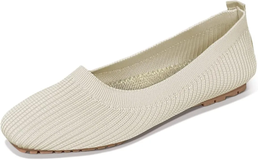 Husmeu Women's Casual Flats for Women Mesh Comfortable Slip on Dressy Flats Shoes Square Toe Classic Cute Ballet Flats Shoes