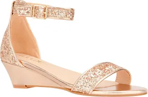 ILLUDE Women's Open Toe Ankle Strap Low Wedge Sandal Comfortable Platform Heeled Sandals