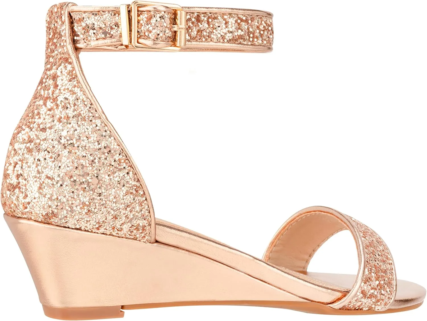 ILLUDE Women's Open Toe Ankle Strap Low Wedge Sandal Comfortable Platform Heeled Sandals