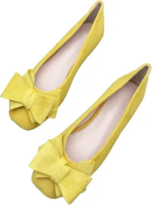 INEELUYI Womens Summer Ballet Flats Comfortable Square Toe Bowknot Flat Shoes Lightweight Breathable Shoes for Casual Wear