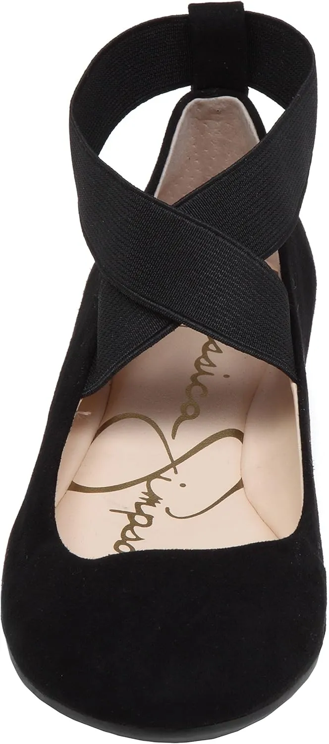 Jessica Simpson Mandayss Women's Pull-On Criss-Cross Ankle Ballet Flats Shoes