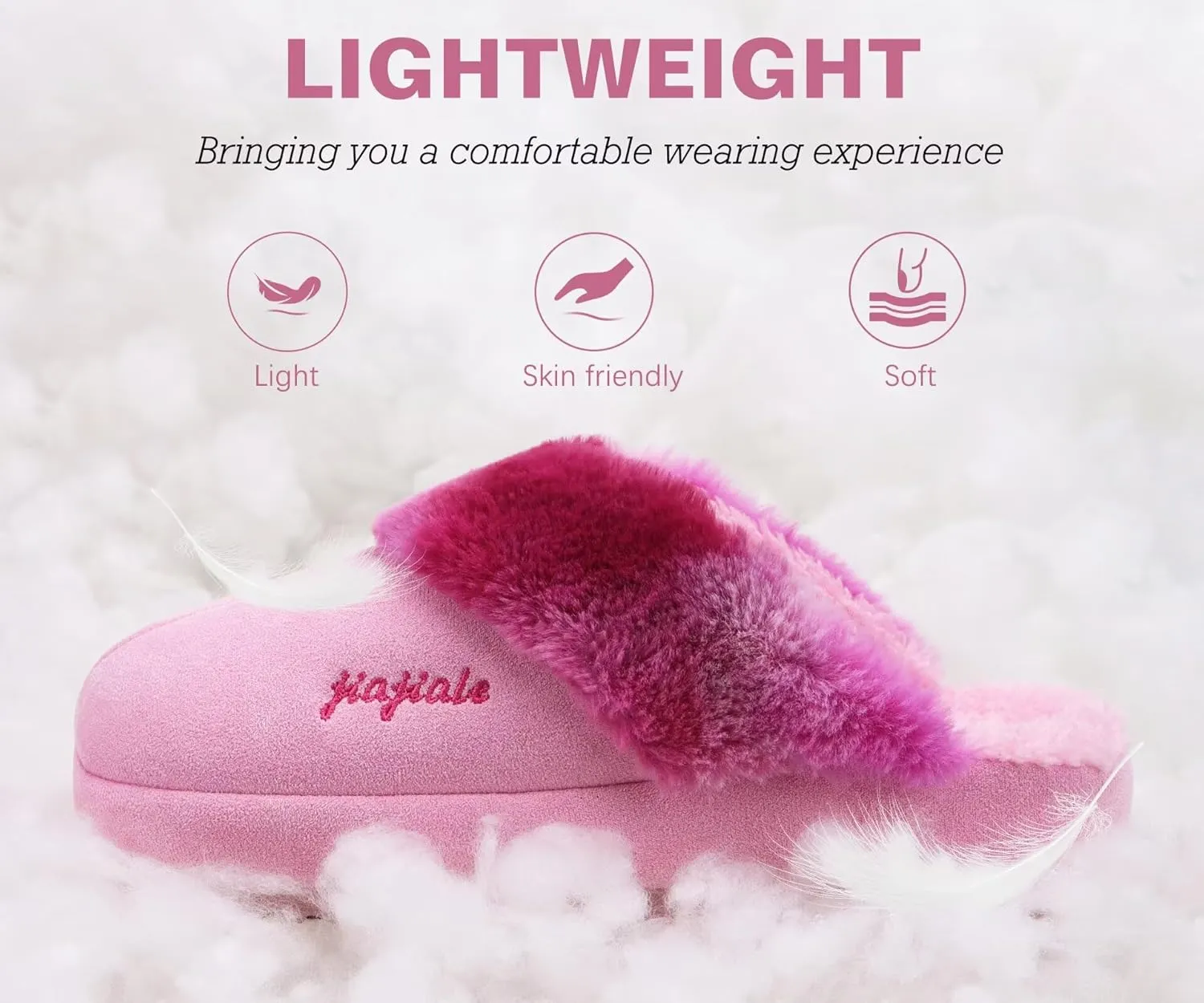 jiajiale Womens Fuzzy Slippers Platform Thick Cushion Comfy Warm Shearling Lined Scuff Slipper Ladies House Shoes Indoor Outdoor Hard Rubber Sole