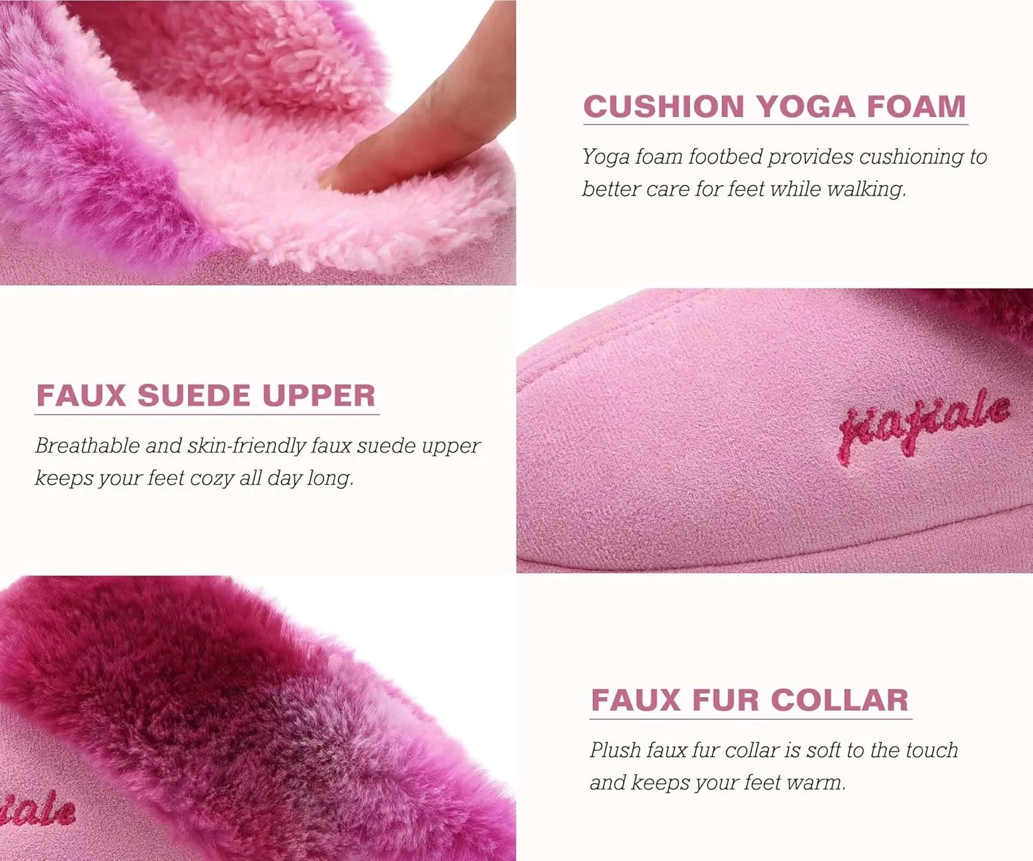 jiajiale Womens Fuzzy Slippers Platform Thick Cushion Comfy Warm Shearling Lined Scuff Slipper Ladies House Shoes Indoor Outdoor Hard Rubber Sole