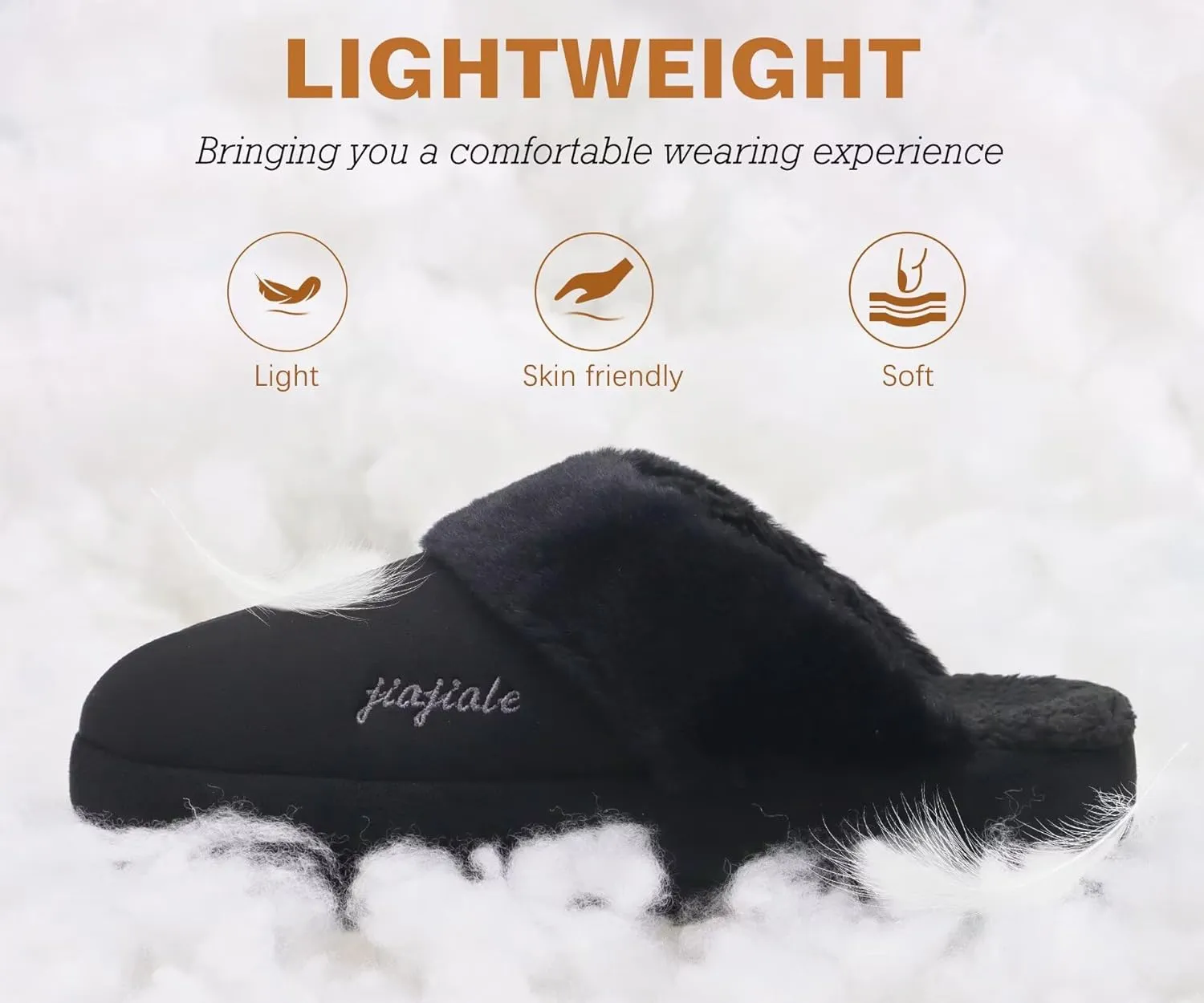 jiajiale Womens Fuzzy Slippers Platform Thick Cushion Comfy Warm Shearling Lined Scuff Slipper Ladies House Shoes Indoor Outdoor Hard Rubber Sole