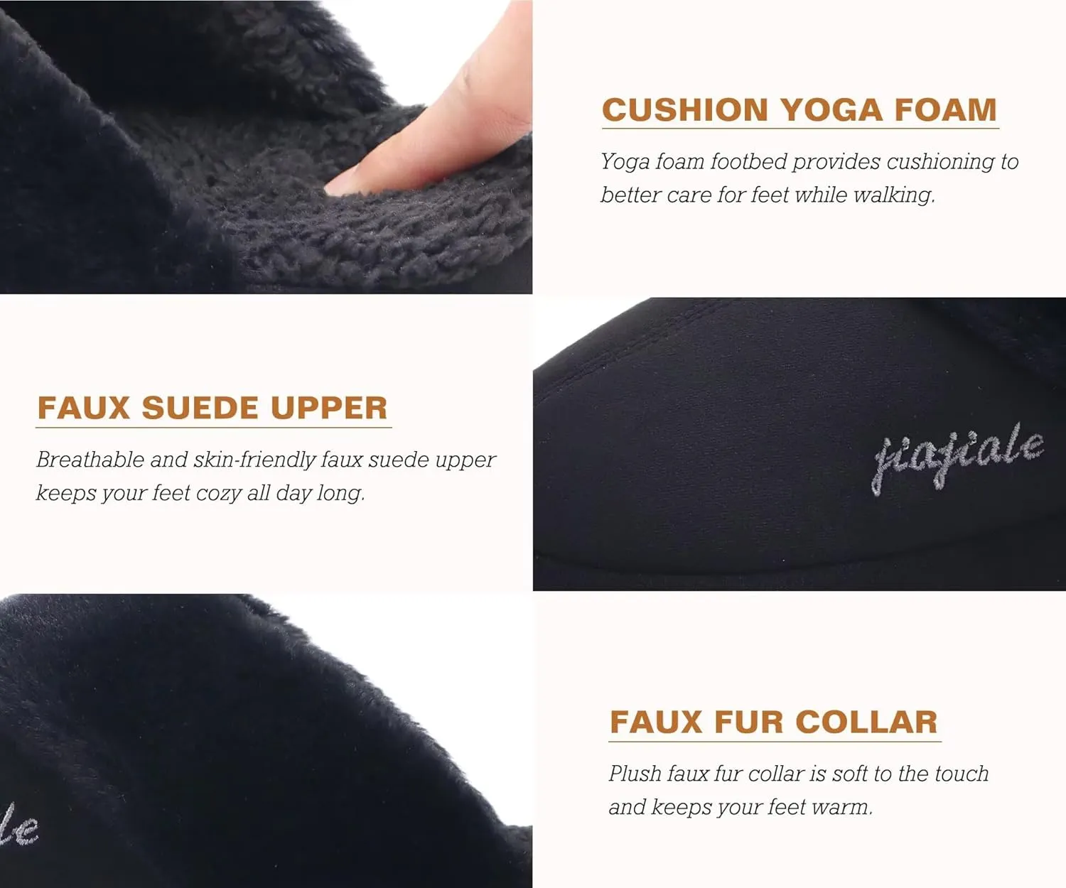 jiajiale Womens Fuzzy Slippers Platform Thick Cushion Comfy Warm Shearling Lined Scuff Slipper Ladies House Shoes Indoor Outdoor Hard Rubber Sole