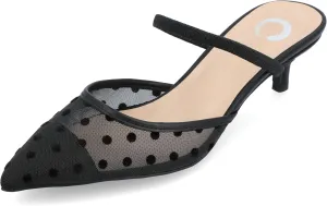 Journee Womens Allana Slip On Kitten Heel Mule Pumps
