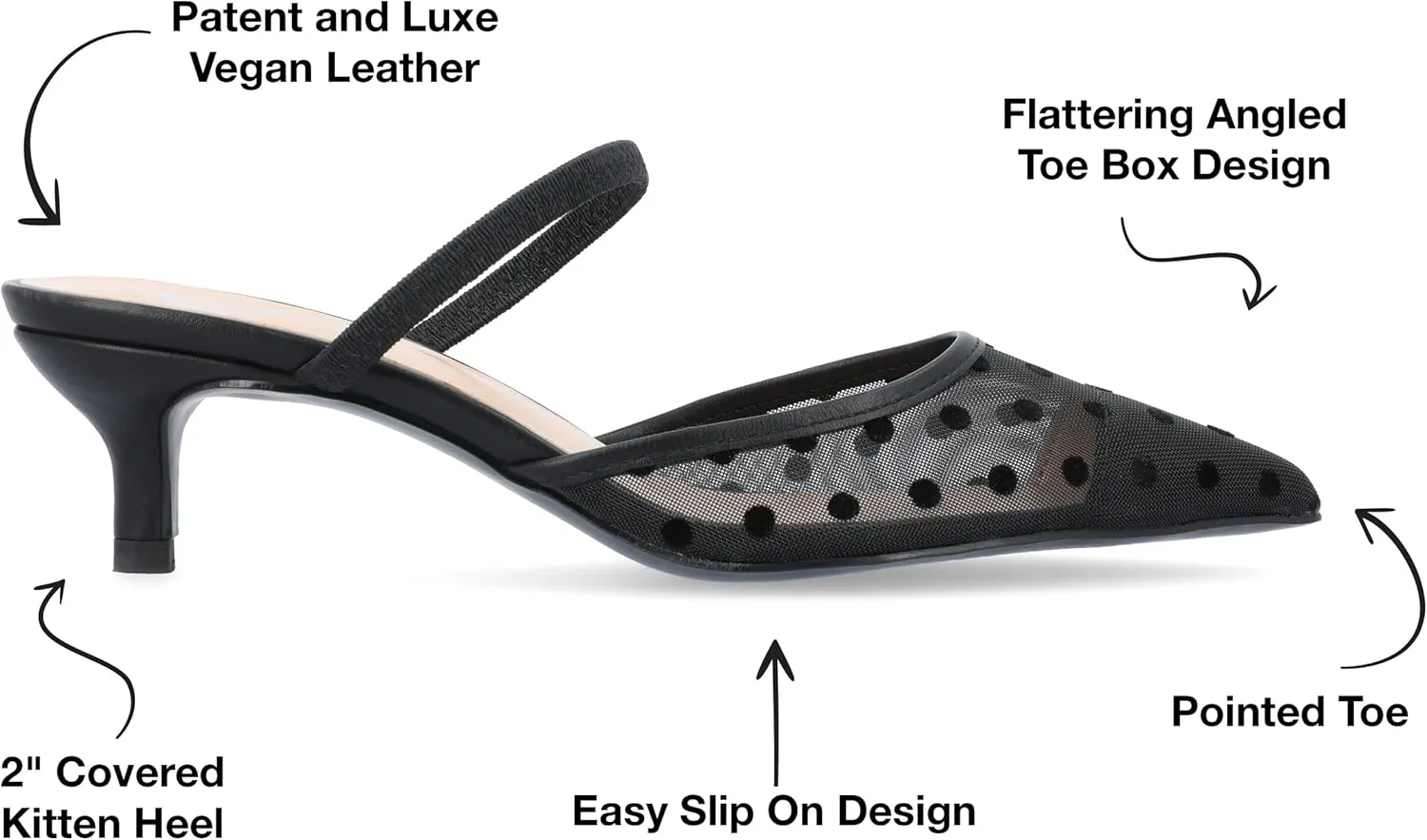 Journee Womens Allana Slip On Kitten Heel Mule Pumps