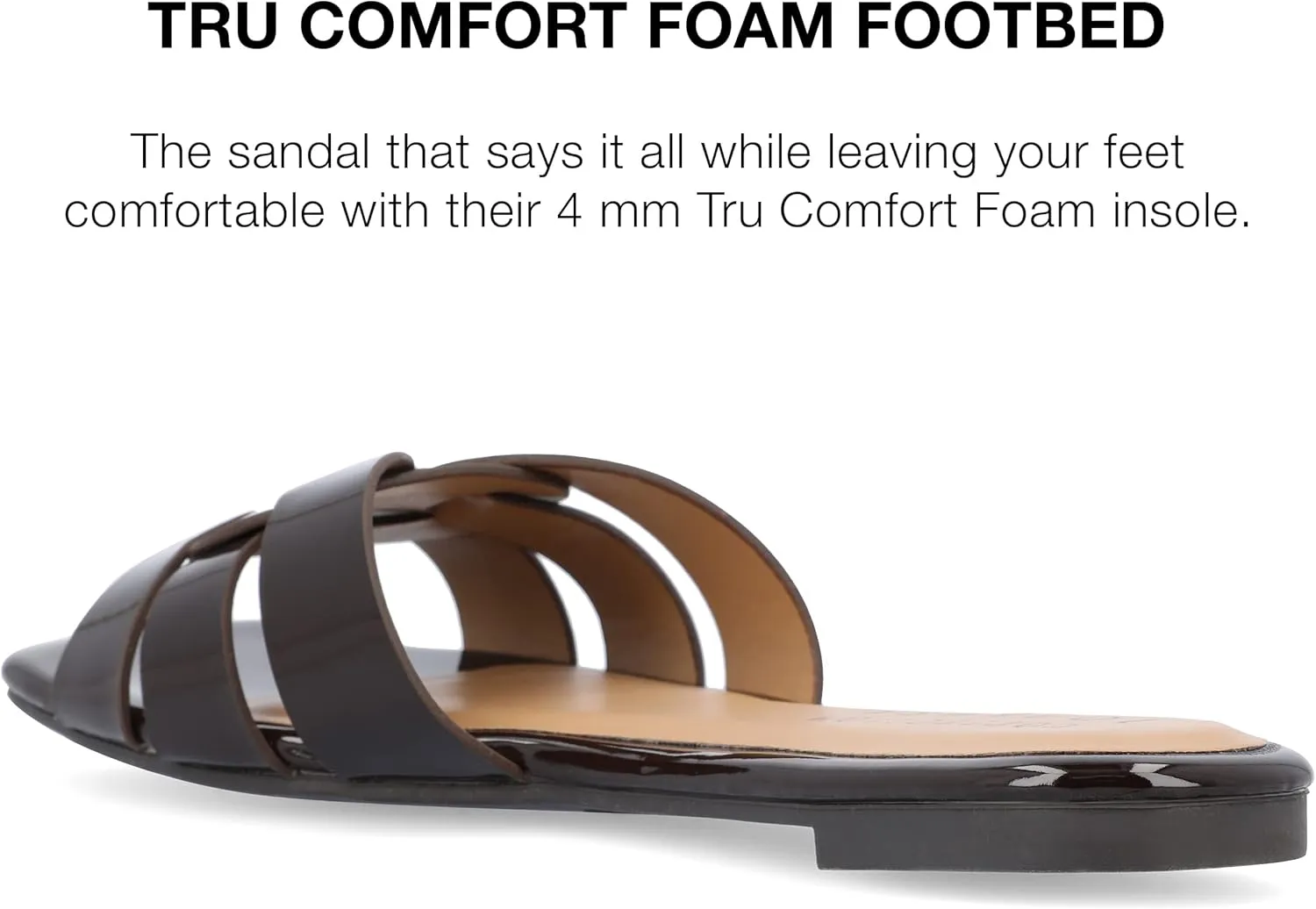 Journee Womens Flat Open Square Toe Fashion Banded Sandal Comfortable Dressy Slip On Arrina Slide