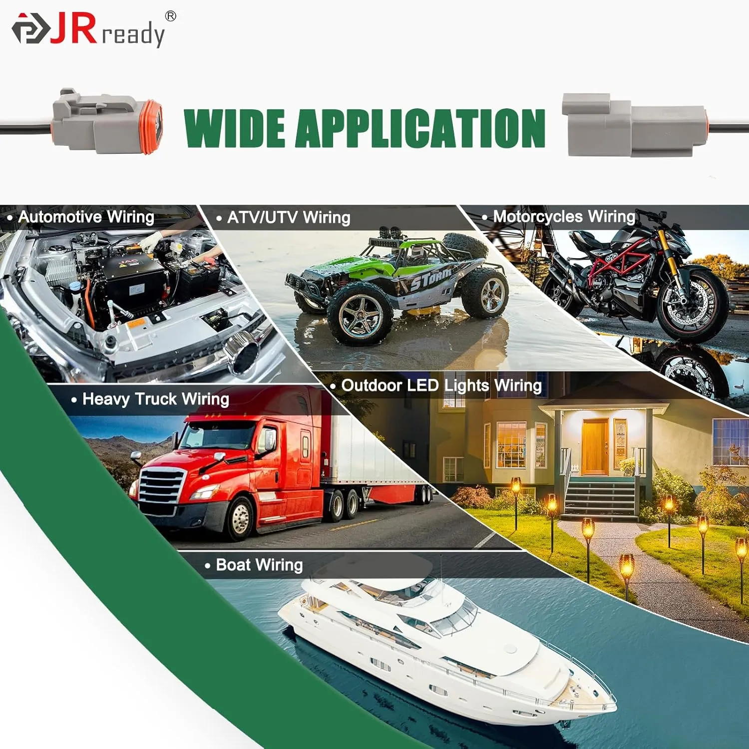 JRready Deutsch Connector Kit IP68 Waterproof - 2 3 4 6 8 12 Pin DT Connector 1 Set with Size 16 Solid Contacts, ST6431-01 Automotive Electrical Wire Connectors for Car, Boat, Truck, Motorcycle