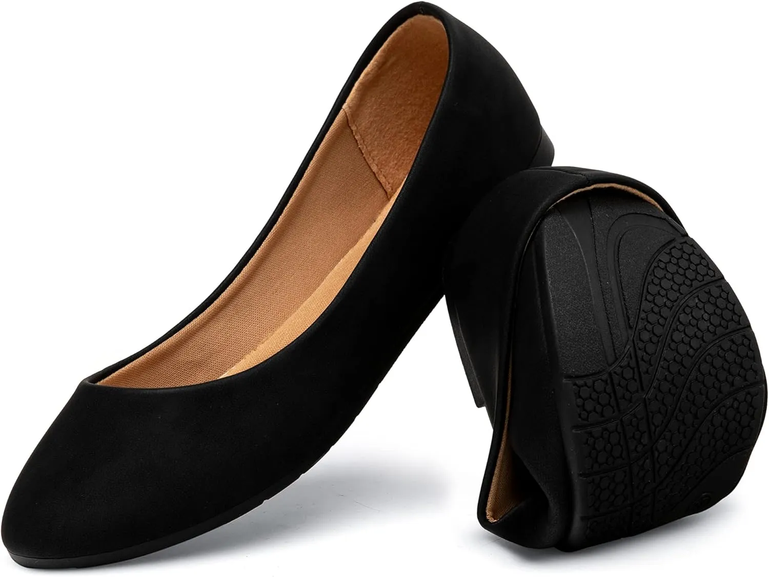 katliu Women Comfort Flats Round Toe Ballet Flats Slip on Walking Flat Shoes