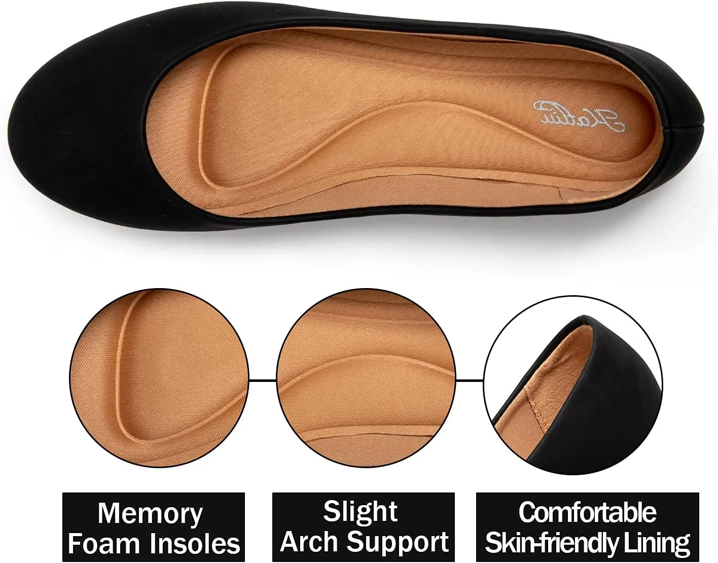 katliu Women Comfort Flats Round Toe Ballet Flats Slip on Walking Flat Shoes