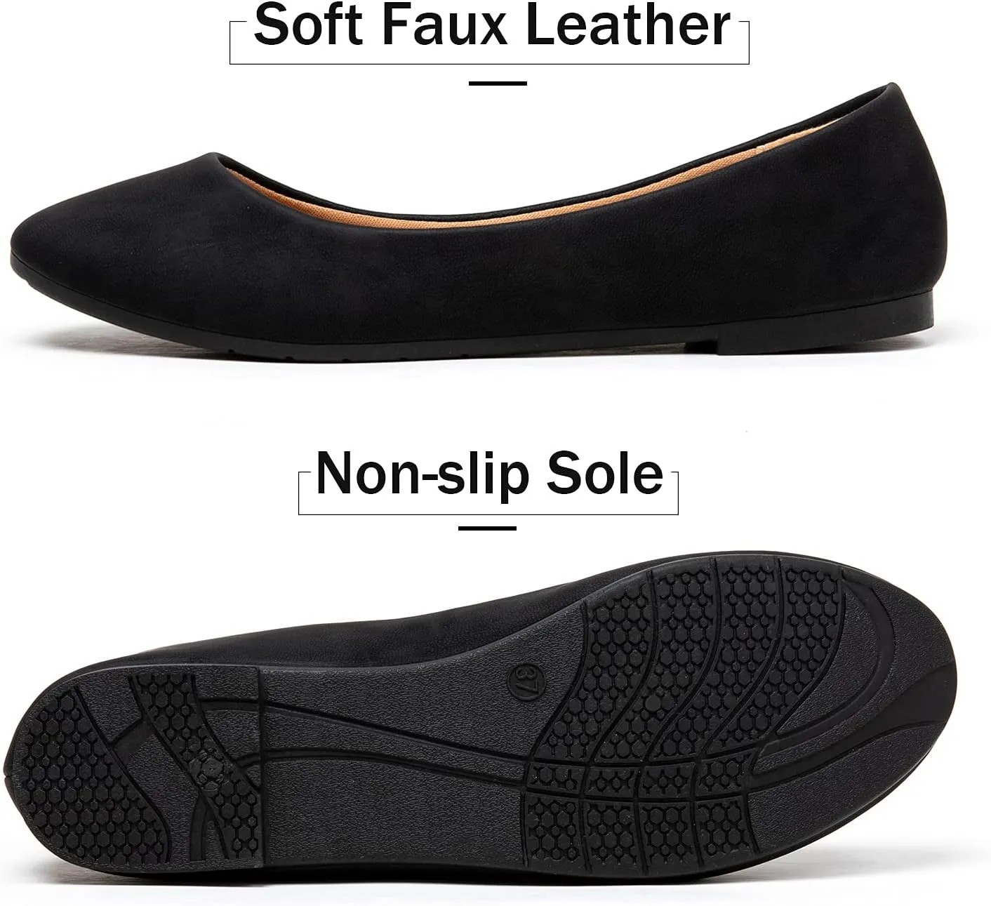 katliu Women Comfort Flats Round Toe Ballet Flats Slip on Walking Flat Shoes