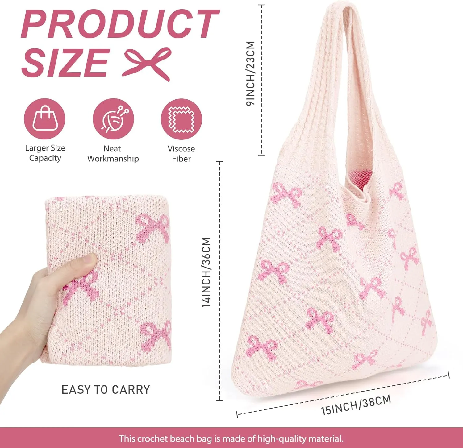 KPX Crochet Tote, Beach Mesh Knitted Shoulder Bag - Large Aesthetic Hobo Bag for Women - Summer