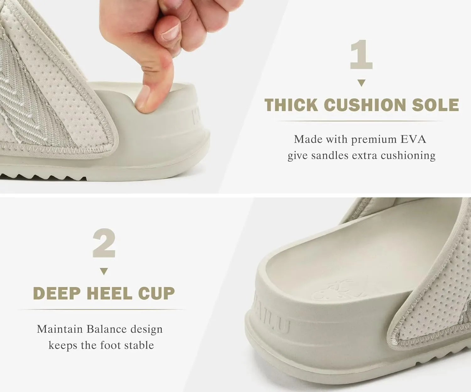 KuaiLu Mens Casual Sandals with Comfortable Orthopedic Arch Support Summer Beach Walking Shoes Cushion Slides Slip on Indoor Outdoor