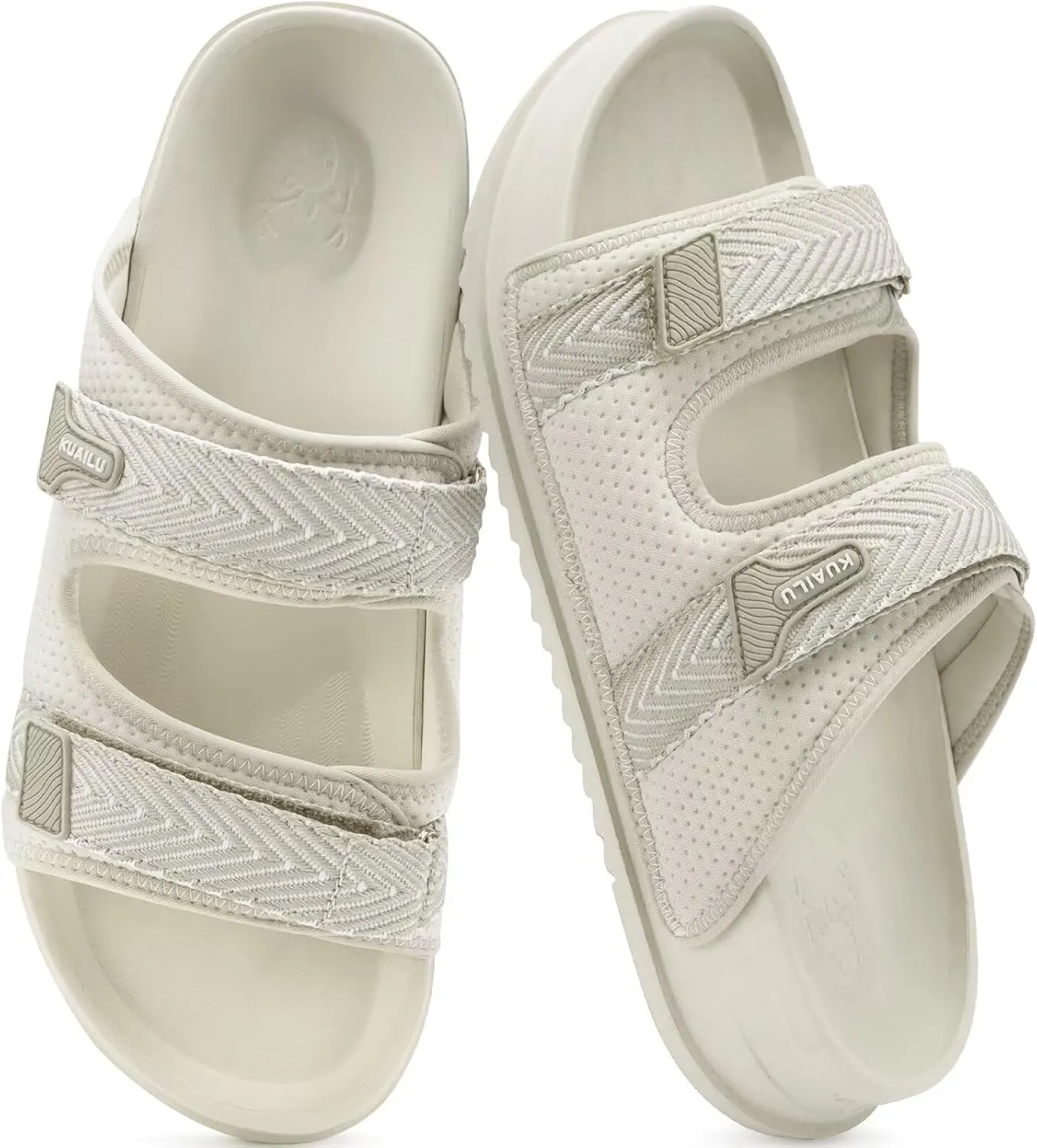 KuaiLu Mens Casual Sandals with Comfortable Orthopedic Arch Support Summer Beach Walking Shoes Cushion Slides Slip on Indoor Outdoor