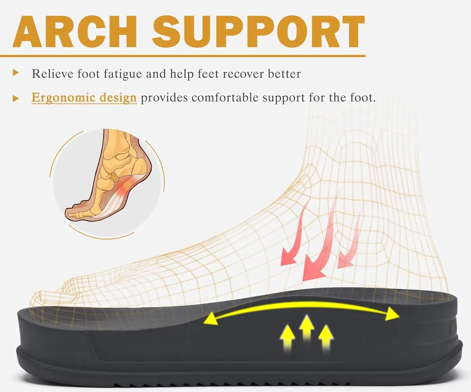 KuaiLu Mens Casual Sandals with Comfortable Orthopedic Arch Support Summer Beach Walking Shoes Cushion Slides Slip on Indoor Outdoor