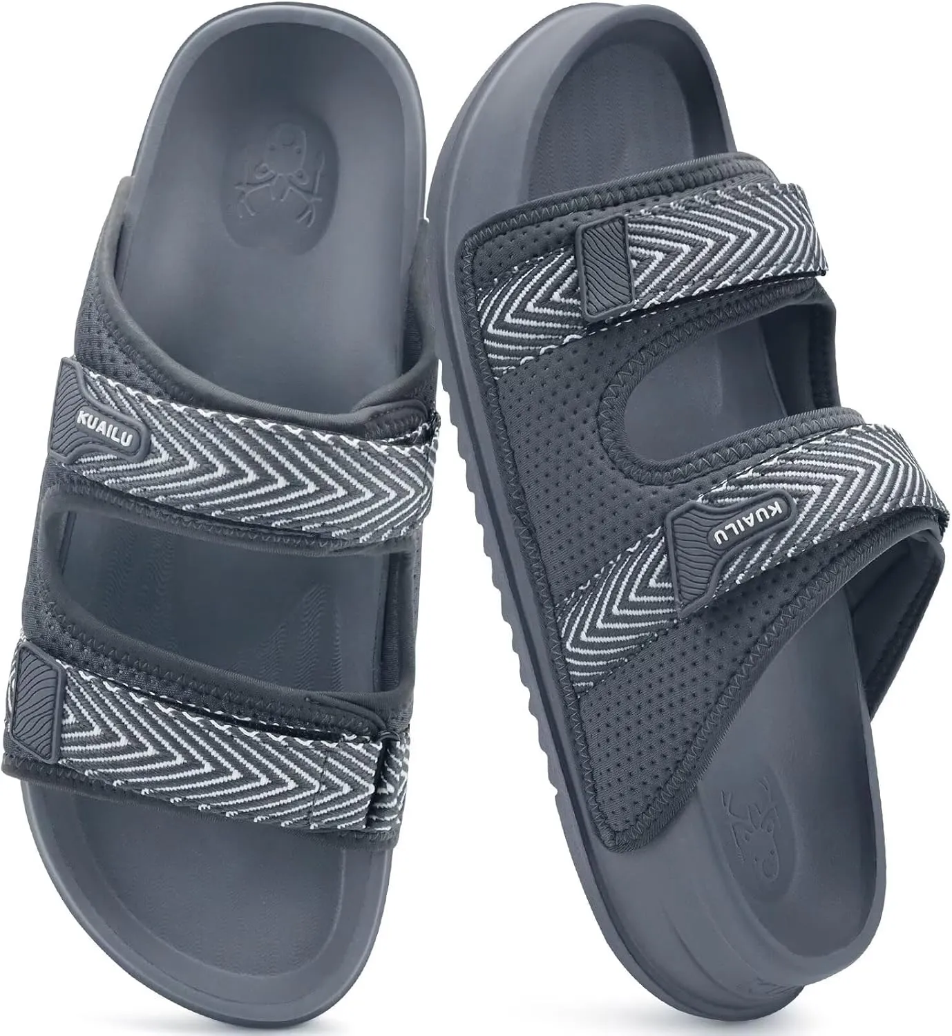KuaiLu Mens Casual Sandals with Comfortable Orthopedic Arch Support Summer Beach Walking Shoes Cushion Slides Slip on Indoor Outdoor