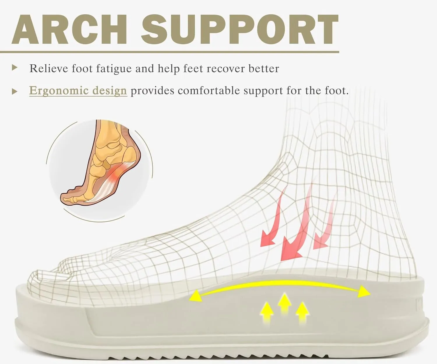 KuaiLu Mens Casual Sandals with Comfortable Orthopedic Arch Support Summer Beach Walking Shoes Cushion Slides Slip on Indoor Outdoor