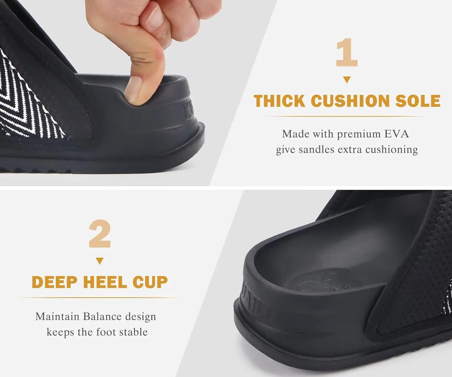 KuaiLu Mens Casual Sandals with Comfortable Orthopedic Arch Support Summer Beach Walking Shoes Cushion Slides Slip on Indoor Outdoor