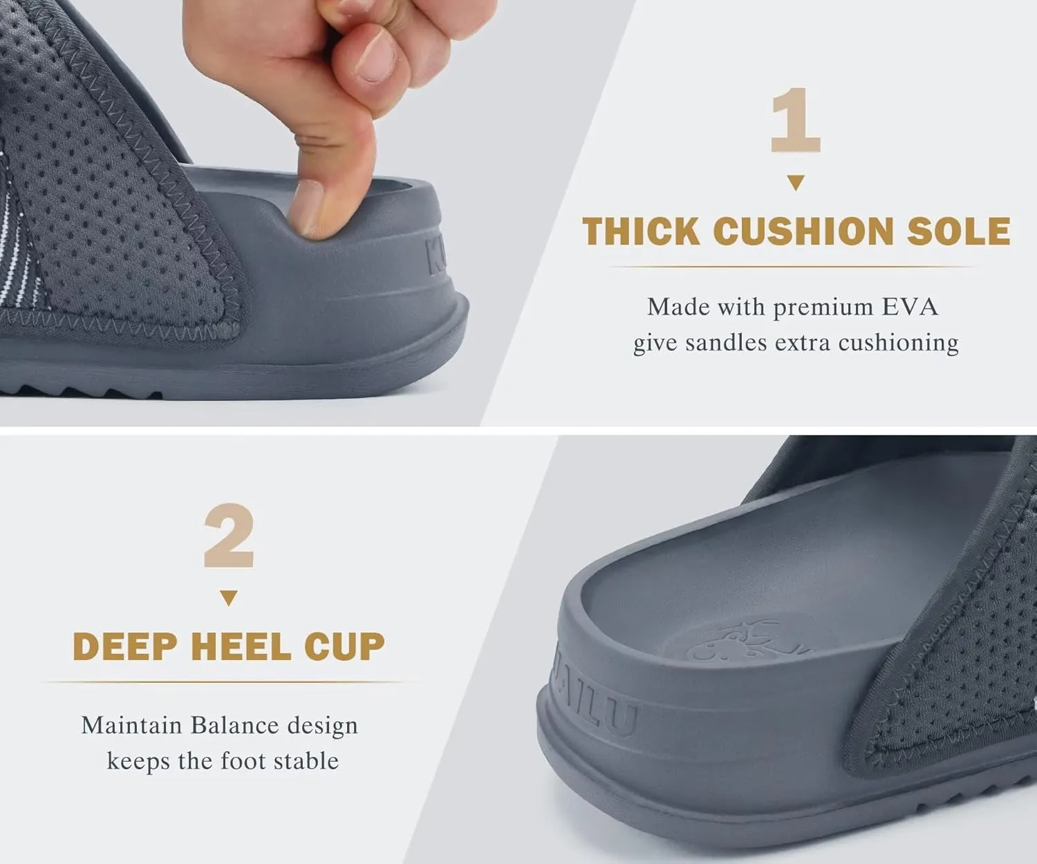 KuaiLu Mens Casual Sandals with Comfortable Orthopedic Arch Support Summer Beach Walking Shoes Cushion Slides Slip on Indoor Outdoor