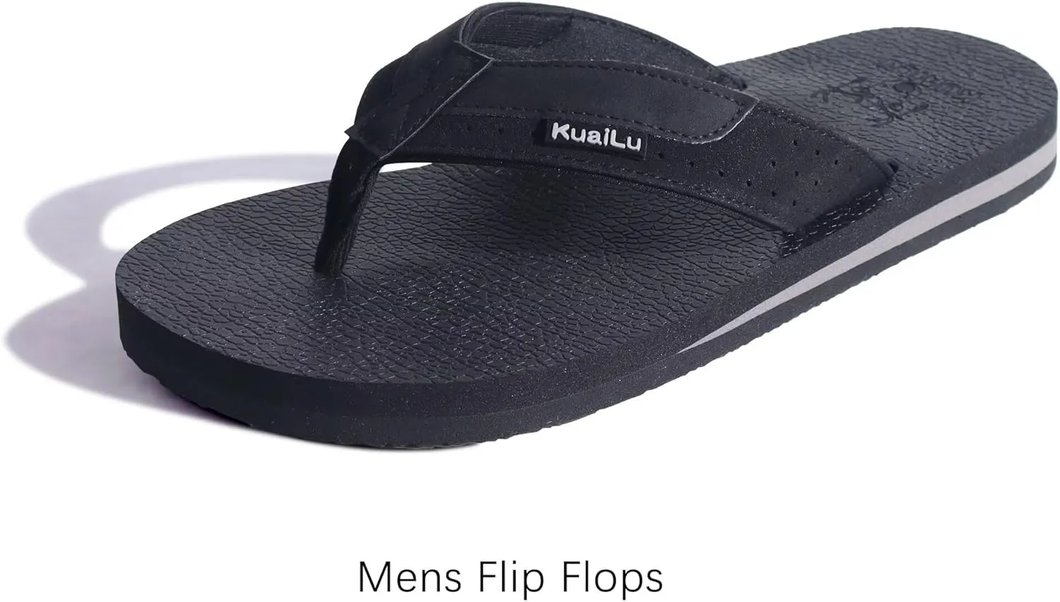 KuaiLu Men's Yoga Mat Leather Flip Flops with Arch Support Comfortable Cushion Walking Thong Sandals Slip On Indoor Outdoor