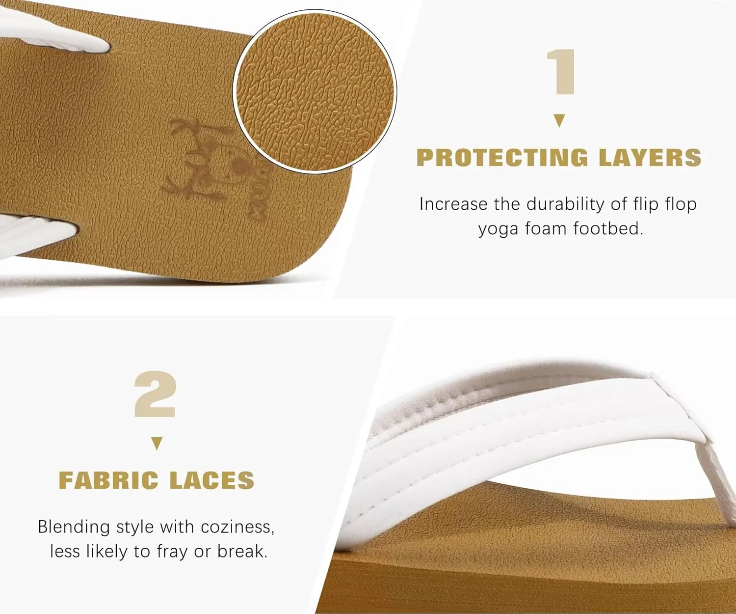 KuaiLu Womens Arch Support Flip Flops Ladies Comfort Lightweight Soft Yoga Mat Cushion Walking Thong Sandals