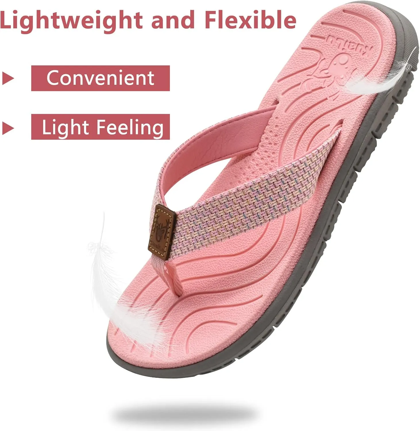 KuaiLu Womens Casual Flip Flops Yoga Mat Comfortable Cushion Arch Support Walking Thong Sandals Lightweight Non-Slip Summer Beach Slippers