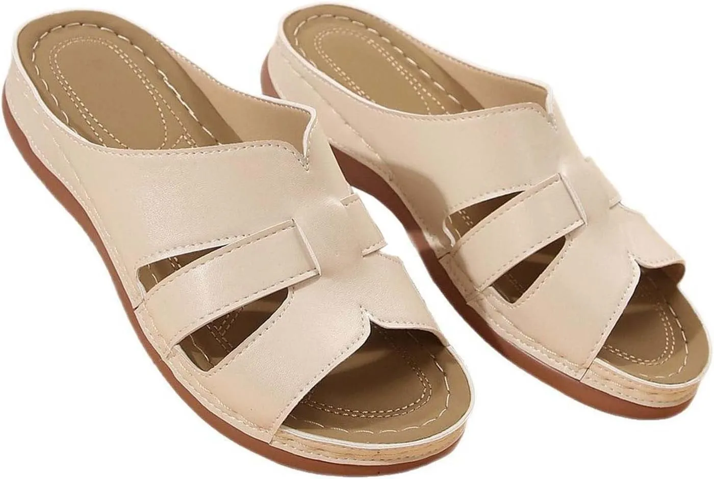 Ladies Arch Support Slides Summer Dressy Comfort Sandals for Women Slip on Flats Outdoor Beach Shoes Slippers