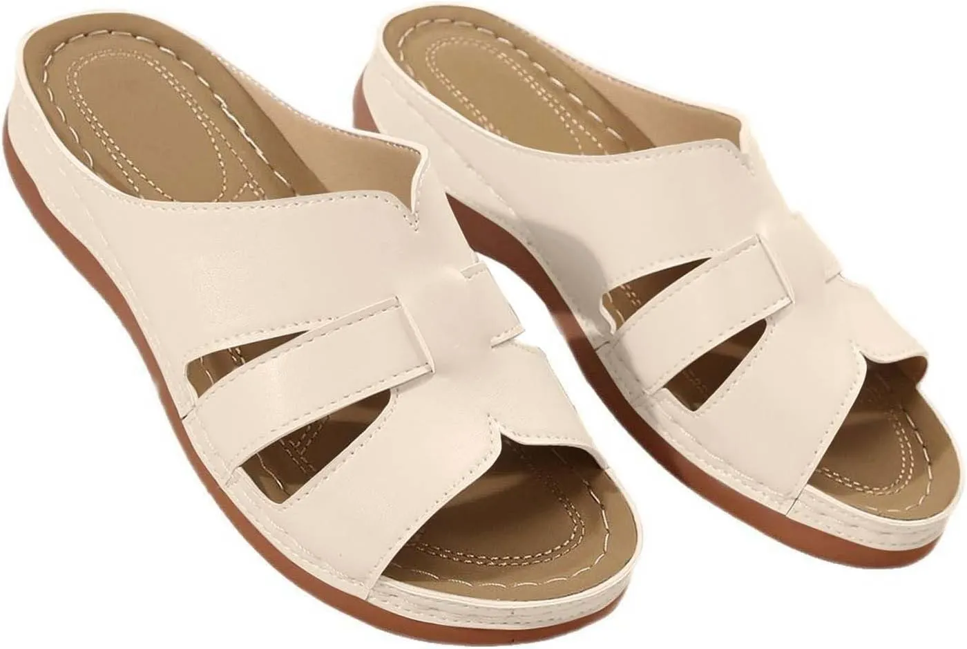 Ladies Arch Support Slides Summer Dressy Comfort Sandals for Women Slip on Flats Outdoor Beach Shoes Slippers