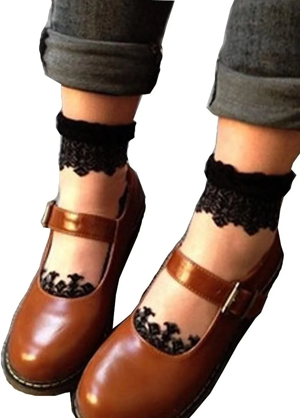 Lovful 3 Pairs Women's Ultrathin Transparent Lace Elastic Short Socks
