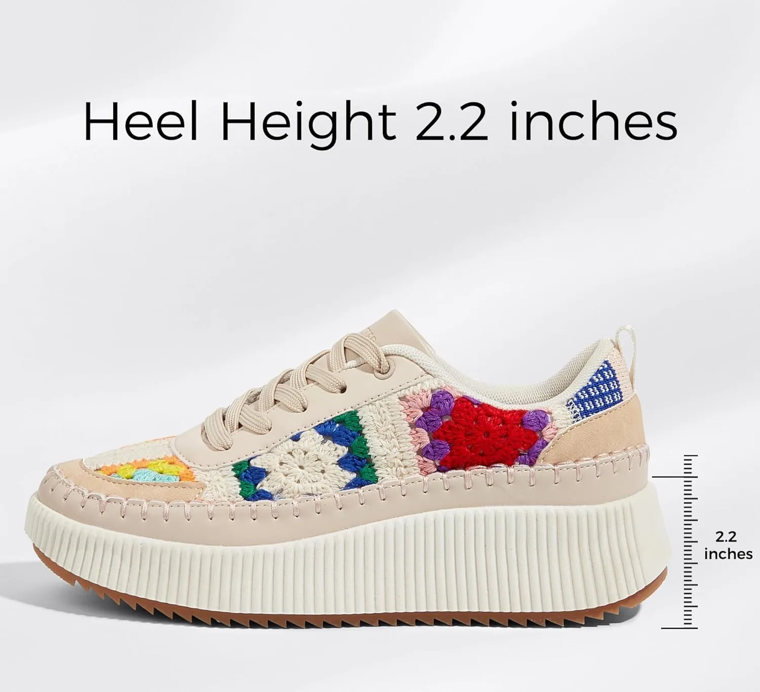 LUCKY STEP Women's Platform Sneakers Rhinestone Fashion Chunky Casual Sparkly Retro Braided Walking Shoes