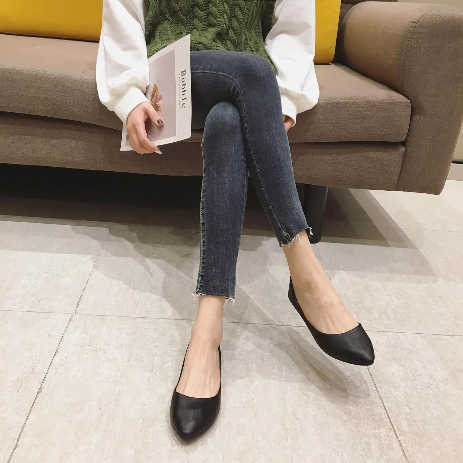MAIERNISI JESSI Flats for Women Ballet Flats Pointed Toe Dress Business Casual Shoes