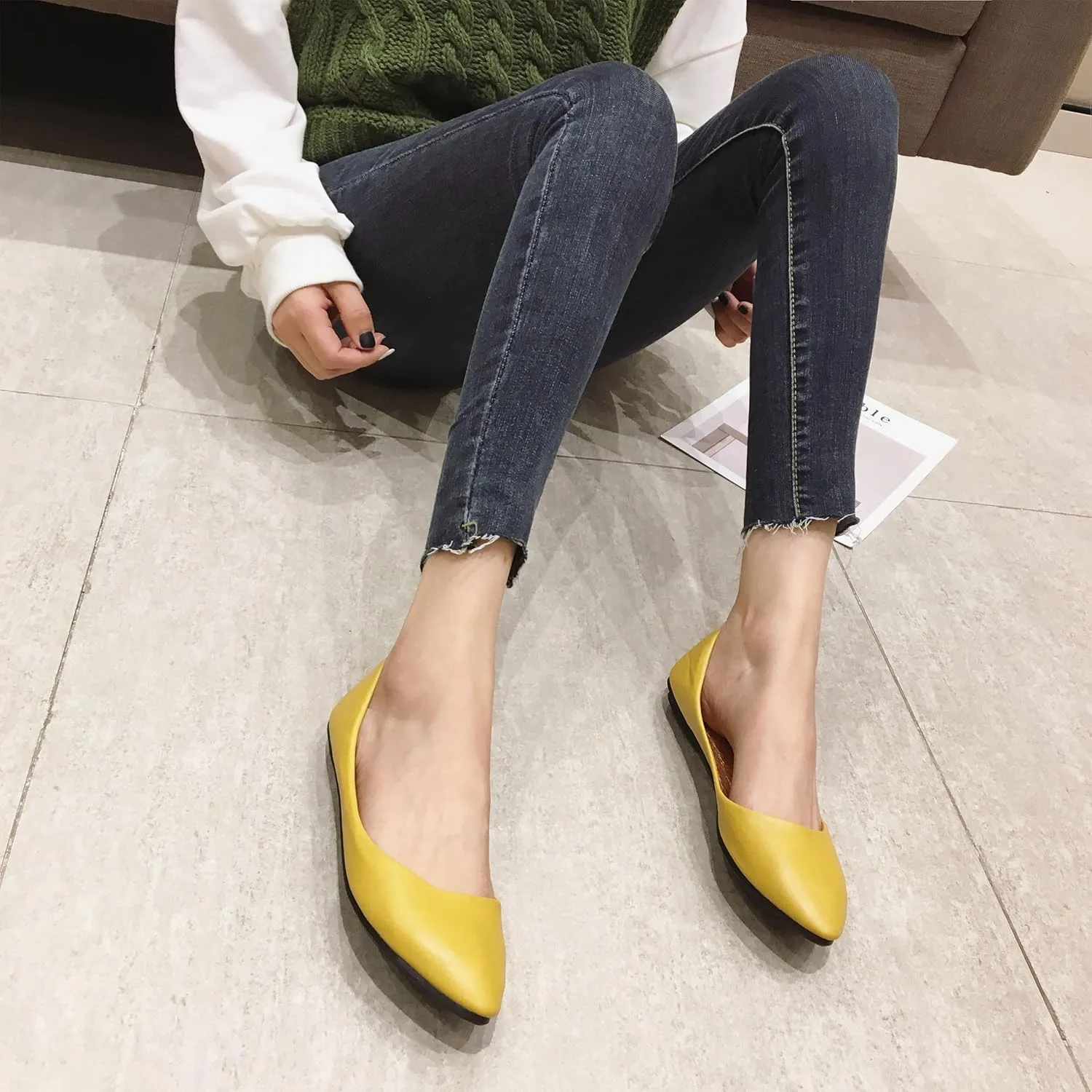 MAIERNISI JESSI Flats for Women Ballet Flats Pointed Toe Dress Business Casual Shoes