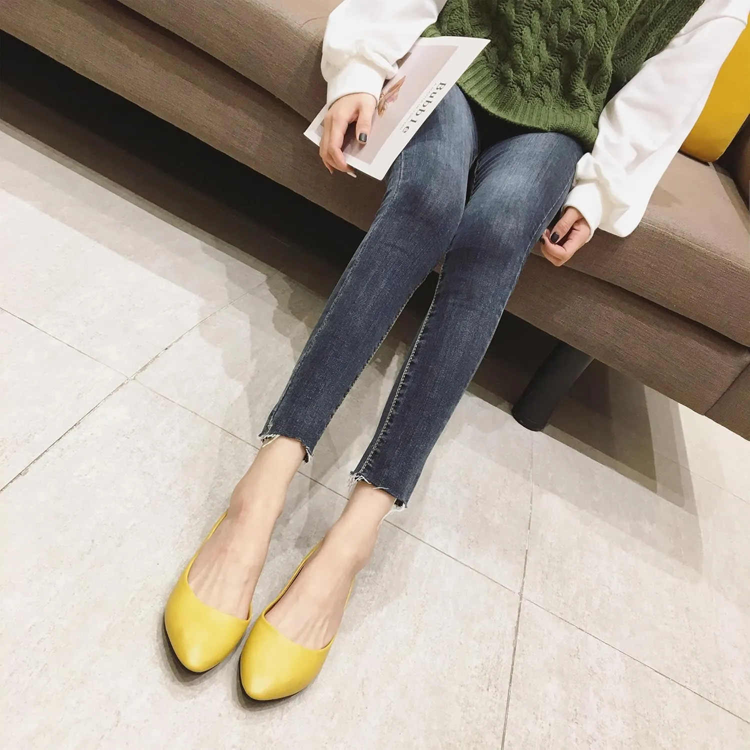 MAIERNISI JESSI Flats for Women Ballet Flats Pointed Toe Dress Business Casual Shoes
