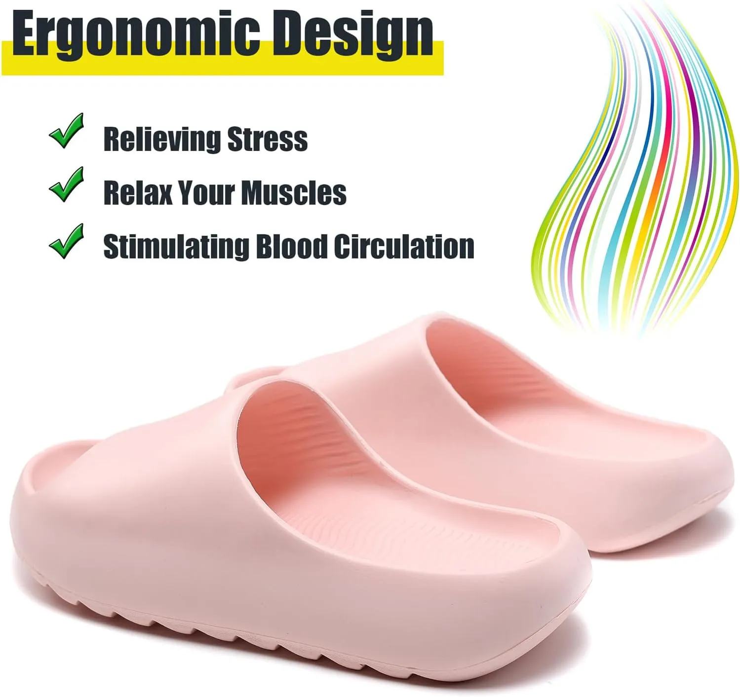 Men Women Cloud Cushion Slides EVA Pillow Slippers Cute Cartoon Print Non-Slip Shower Sandals Open Toe for Bathroom House Spa Gym Home Soft Comfy Shoes