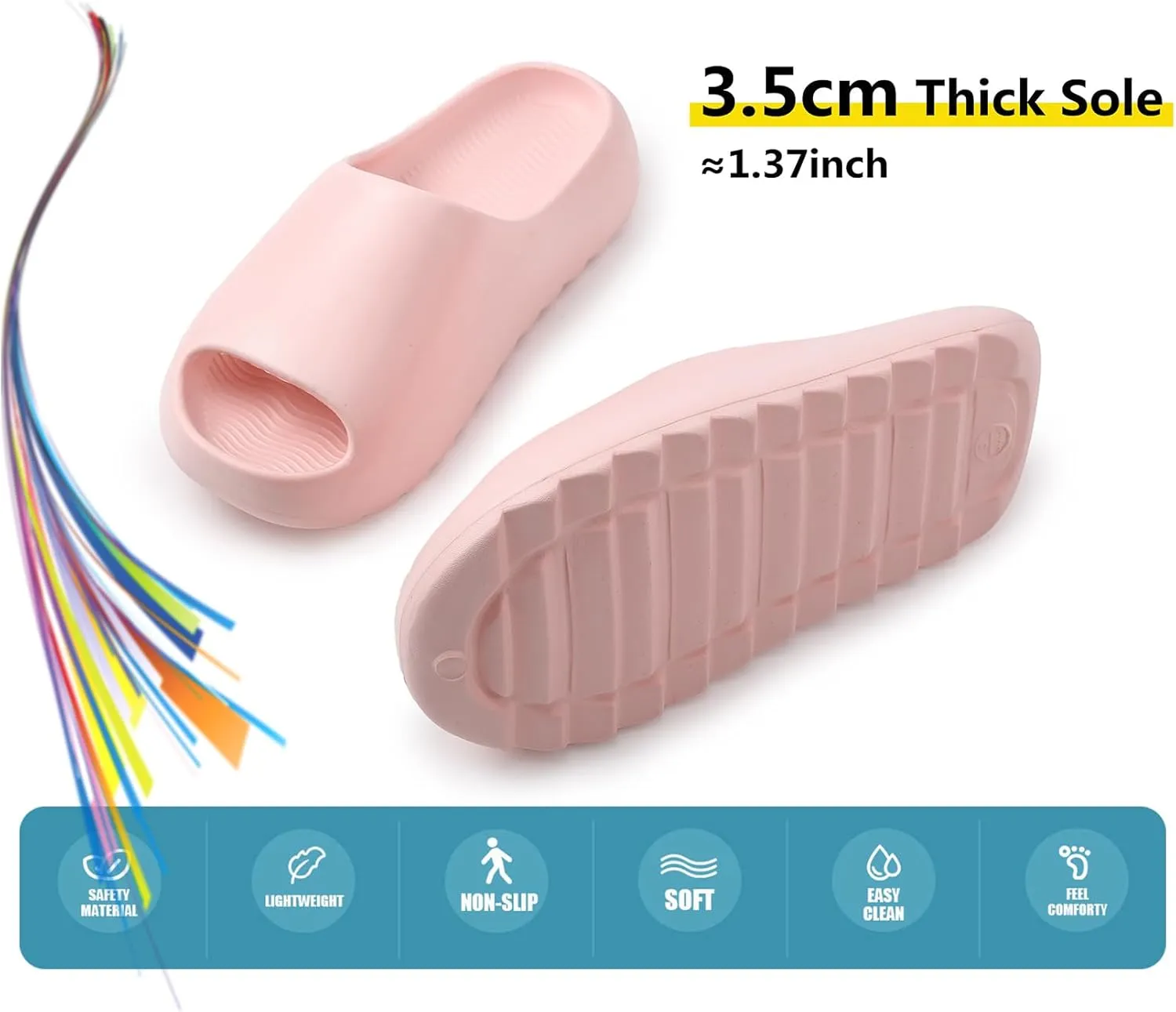 Men Women Cloud Cushion Slides EVA Pillow Slippers Cute Cartoon Print Non-Slip Shower Sandals Open Toe for Bathroom House Spa Gym Home Soft Comfy Shoes