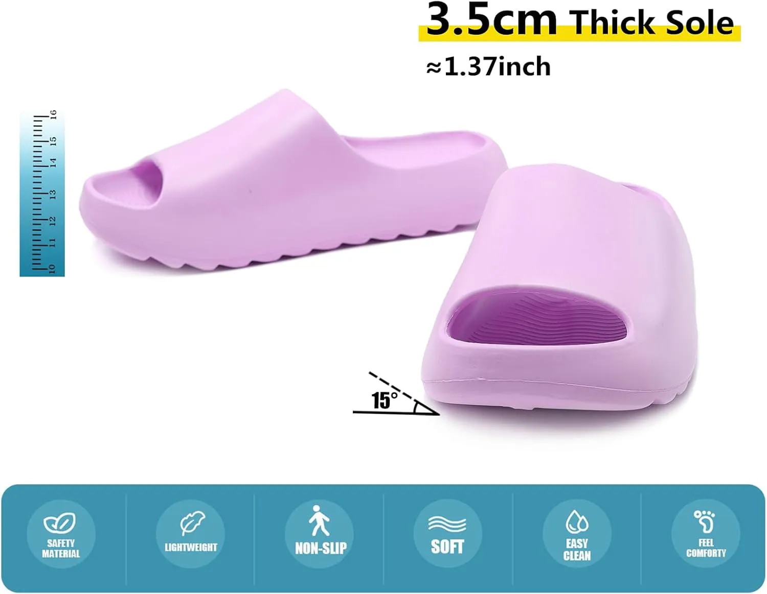 Men Women Cloud Cushion Slides EVA Pillow Slippers Cute Cartoon Print Non-Slip Shower Sandals Open Toe for Bathroom House Spa Gym Home Soft Comfy Shoes