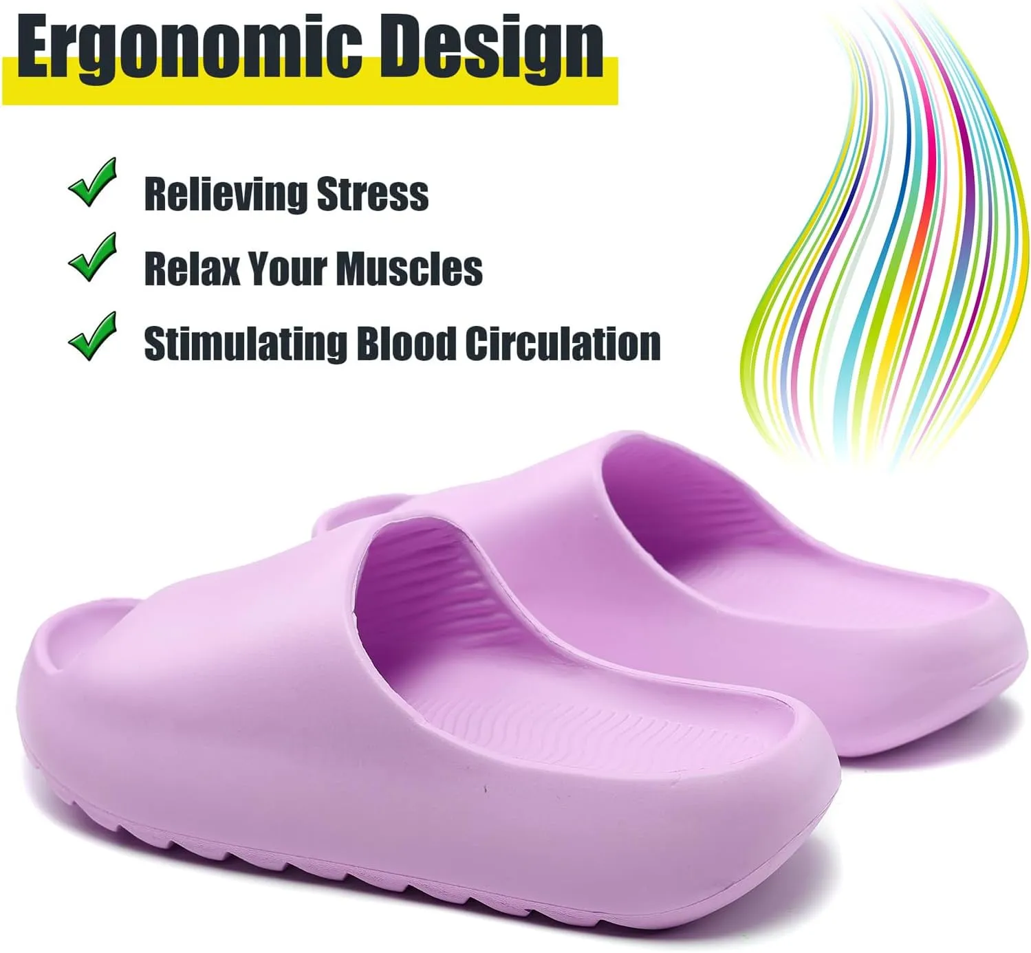 Men Women Cloud Cushion Slides EVA Pillow Slippers Cute Cartoon Print Non-Slip Shower Sandals Open Toe for Bathroom House Spa Gym Home Soft Comfy Shoes