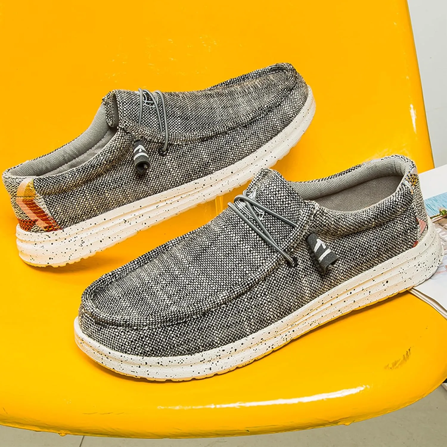 Men's Casual Slip-On Loafers Canvas Boat Shoes Lace-Up Lightweight Walking Leisure