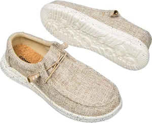Men's Casual Slip-On Loafers Canvas Boat Shoes Lace-Up Lightweight Walking Leisure