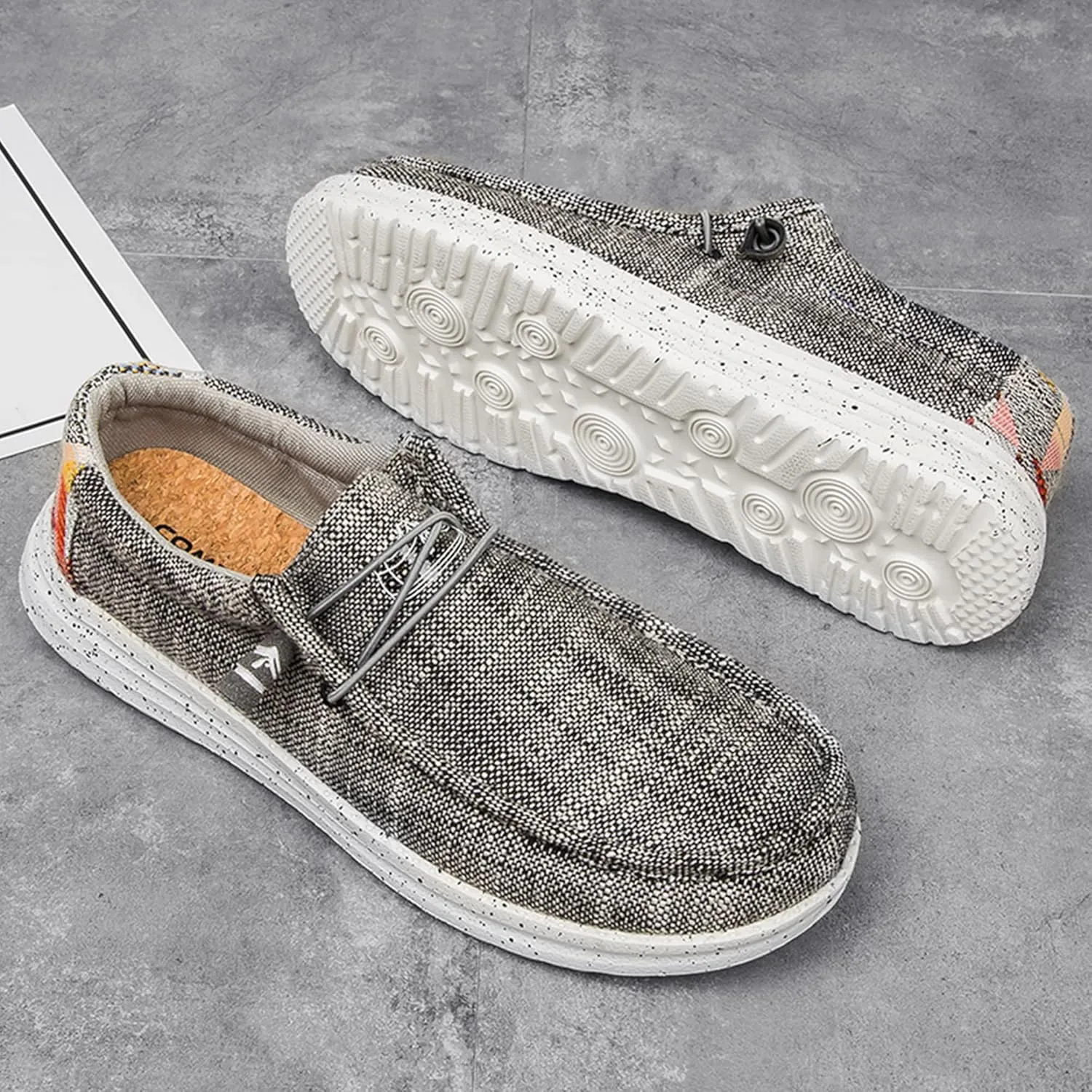 Men's Casual Slip-On Loafers Canvas Boat Shoes Lace-Up Lightweight Walking Leisure