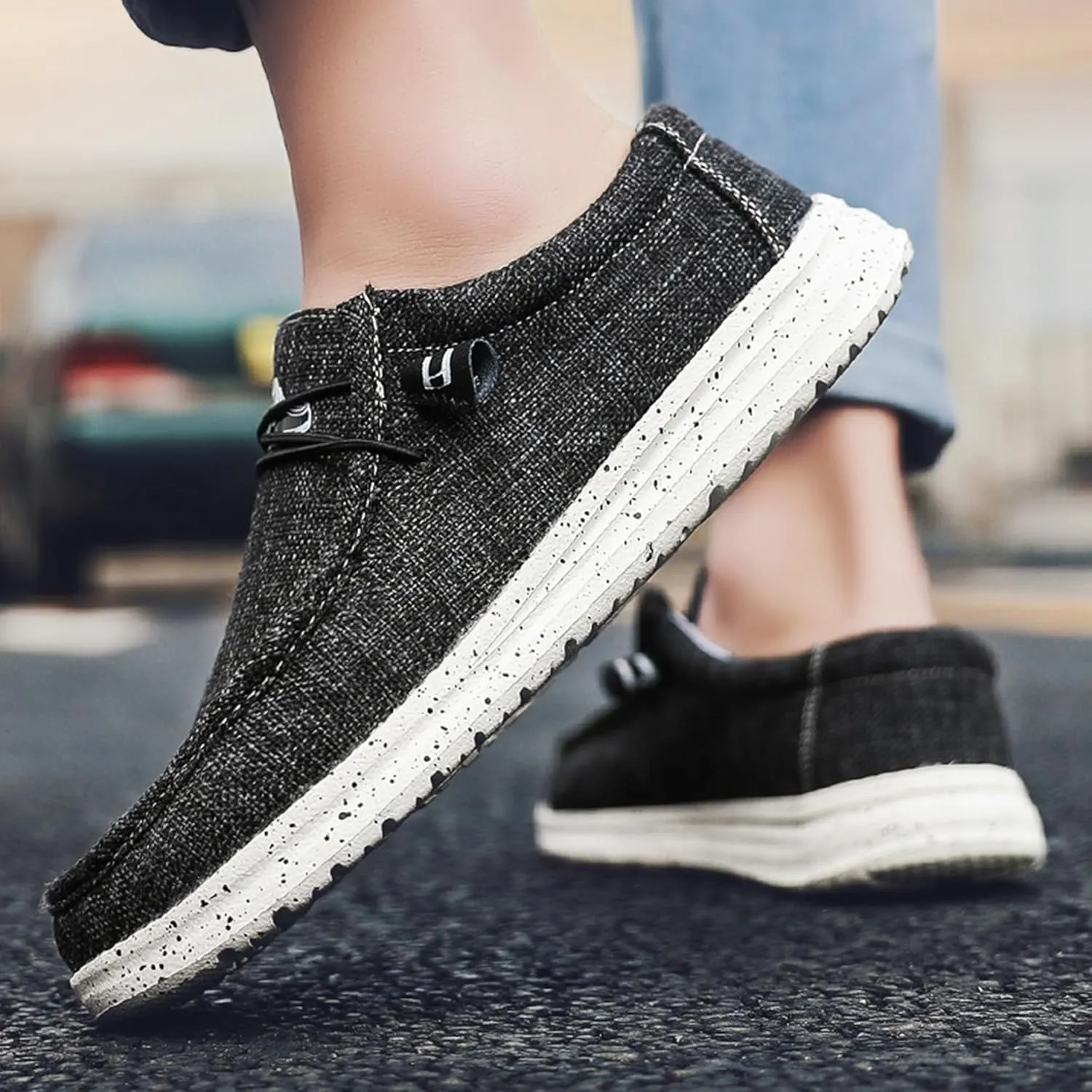Men's Casual Slip-On Loafers Canvas Boat Shoes Lace-Up Lightweight Walking Leisure