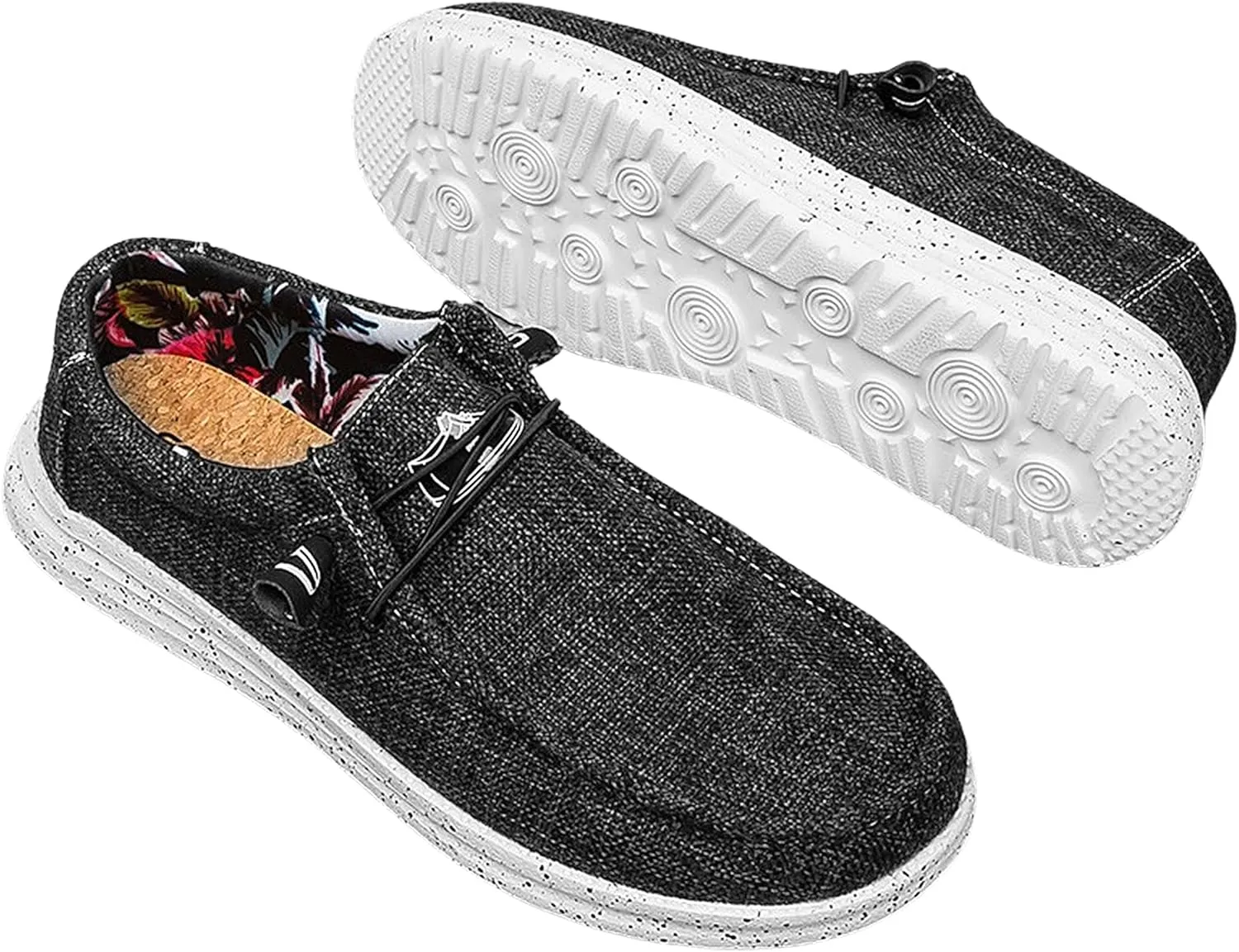 Men's Casual Slip-On Loafers Canvas Boat Shoes Lace-Up Lightweight Walking Leisure
