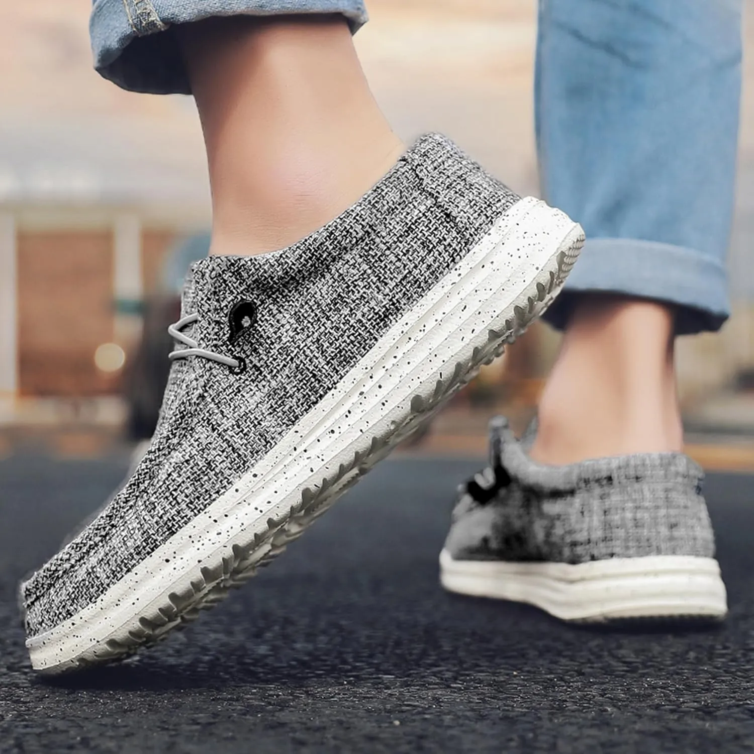 Men's Casual Slip-On Loafers Canvas Boat Shoes Lace-Up Lightweight Walking Leisure